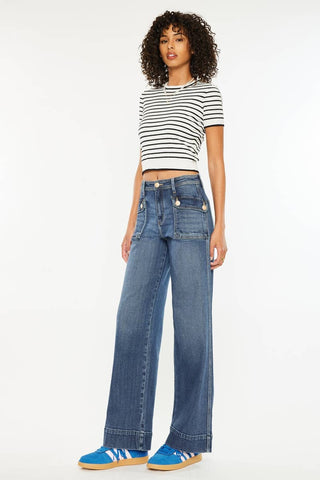 The Aurora Gold Button Jeans