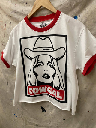 The Cowgirl 90's ringer Relaxed Crop Tee