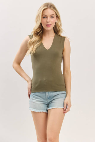 The Faye Double Layer Cotton V-Neck Top