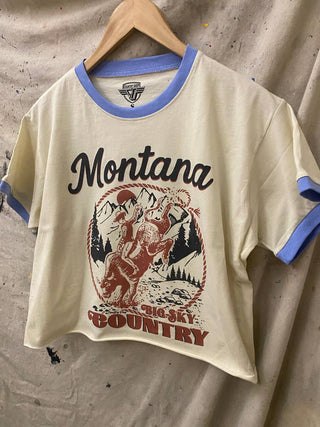 The Montana Big Sky Country Ringer Relaxed Crop Tee