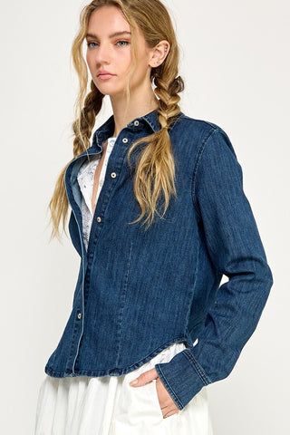 The Sara Semi-Fitted Denim Shirt – Women's Denim Top
