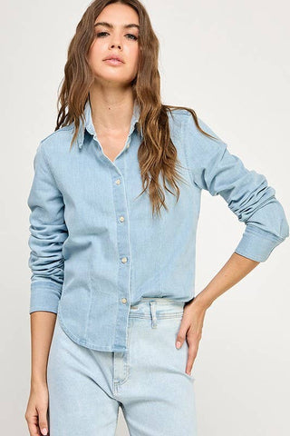 The Sara Semi-Fitted Denim Shirt – Women's Denim Top