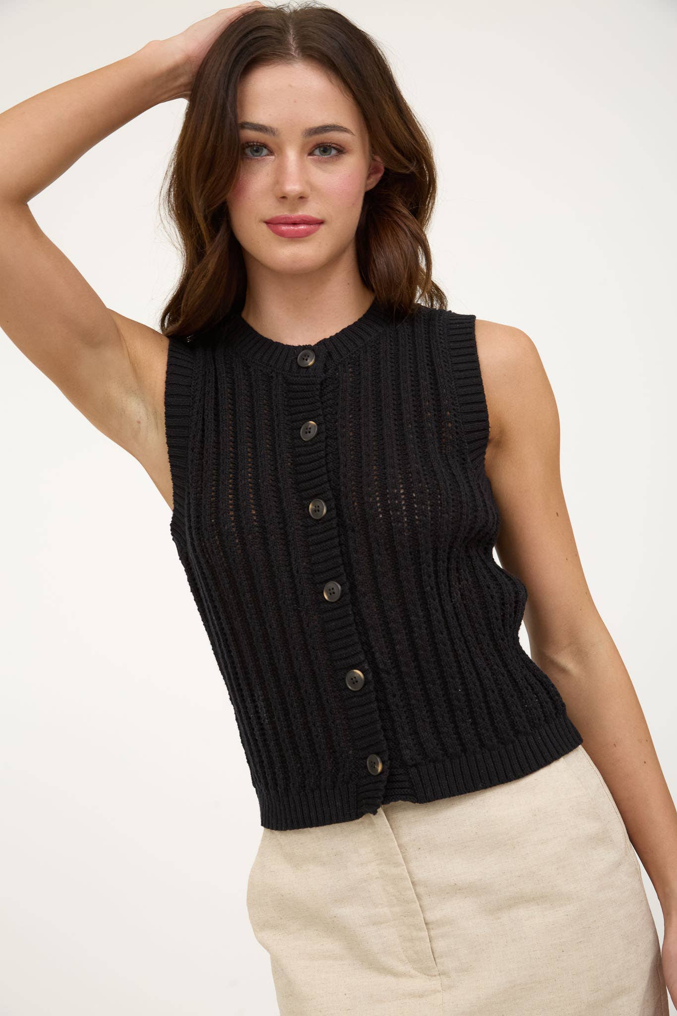 The Kate Button Down Sleeveless Knit