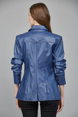 The Samantha Faux Leather Stretch Blazer