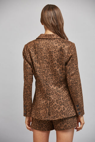 The Camille Animal Print Faux Suede Blazer