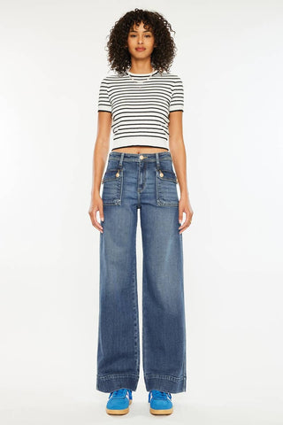 The Aurora Gold Button Jeans