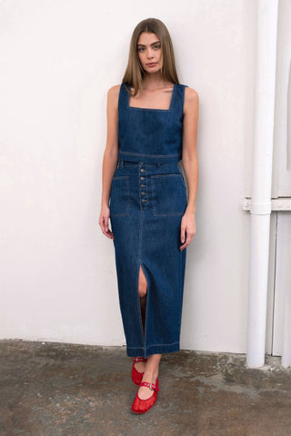 The Diana Denim Midi Skirt Set