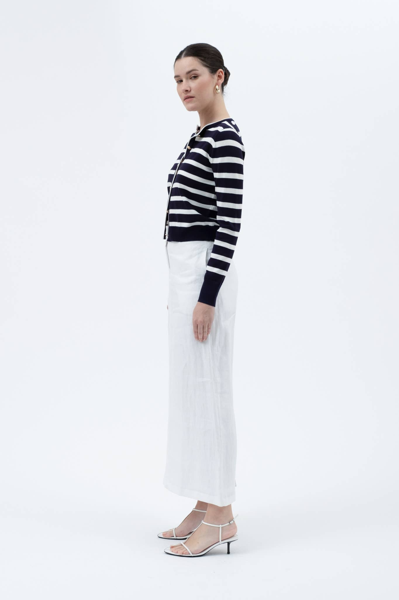 The Emily Navy Stripe Cardigan with Gold Buttons