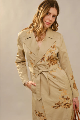 The Floral Embroidered Trench Coat