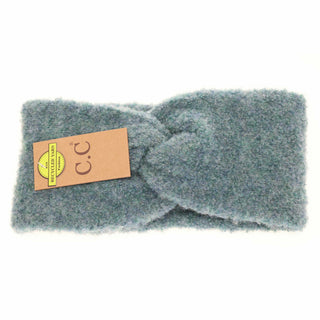 C.C Beanie teal twisted knot shearling yarn headband with recycled yarn tag