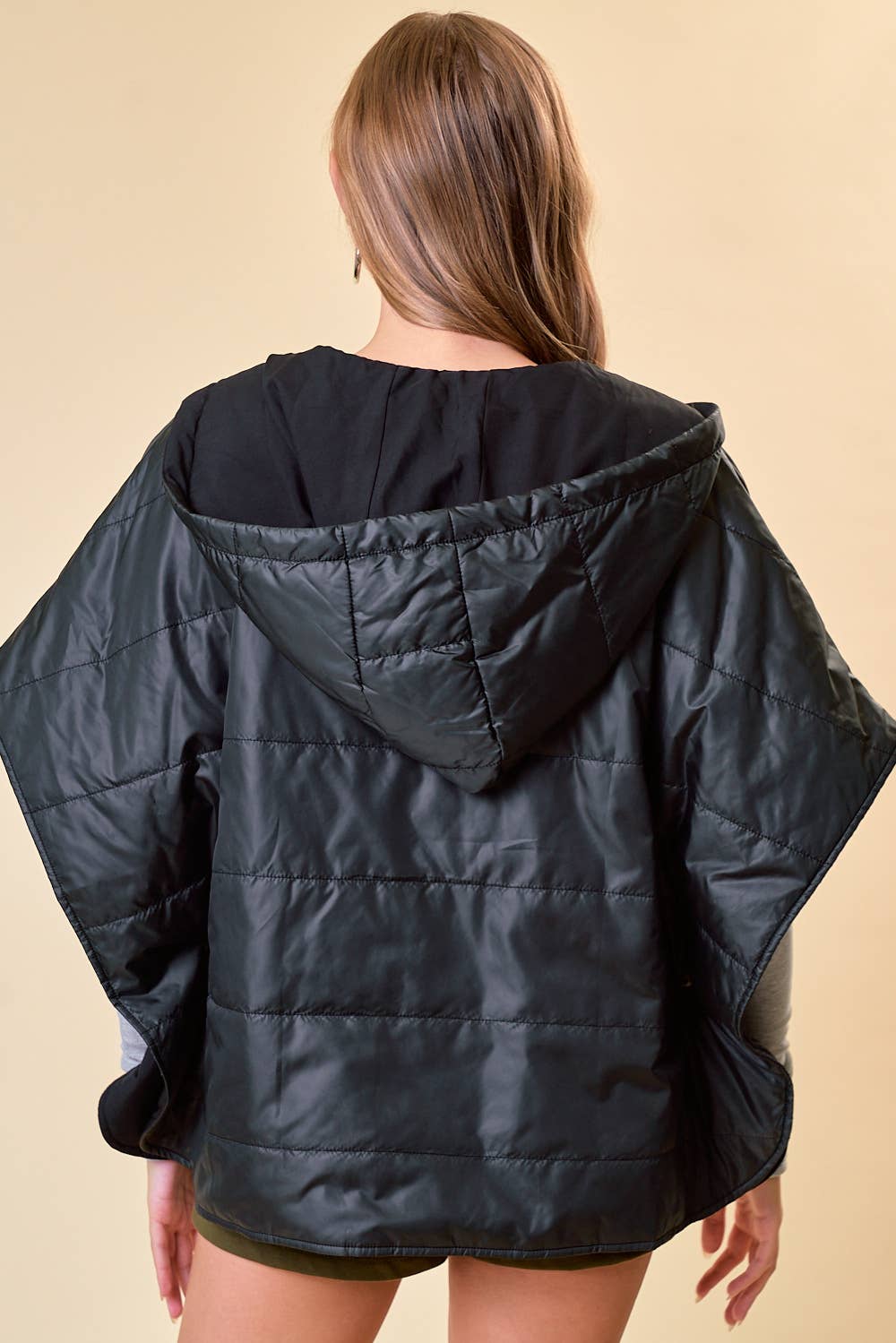 The Miley Zip Up Puffer Cape with Hood