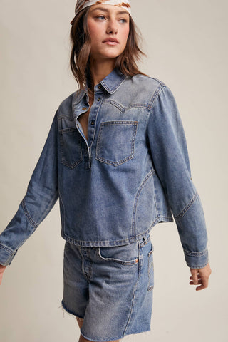The Prairie Rose Denim Popover