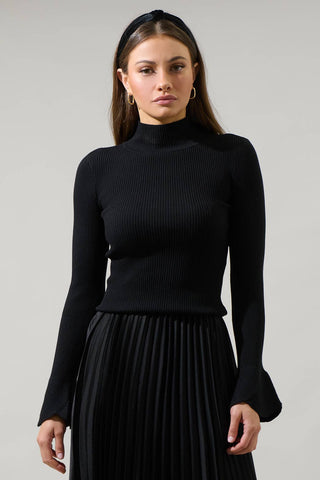 Frontier Belle Bell Sleeve Mock Neck Sweater