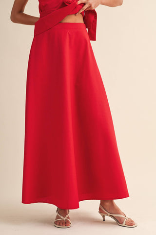 The Serena Square Neck Belted Halter Top & Flare Maxi Skirt