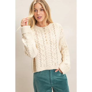 The Angie Cable Knit Crew Neck Sweater