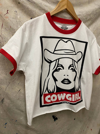 The Cowgirl 90's ringer Relaxed Crop Tee