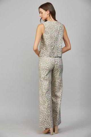 The Moonlit Leopard Metallic Wide Leg Pant