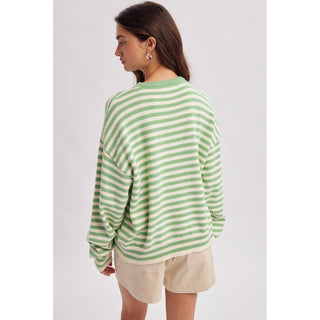 The Gone Fishing Stripe Sweater in Pistachio & Cream