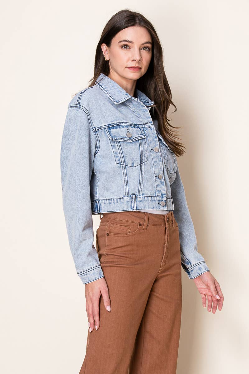 The Cooper Cropped Oversized Denim Trucker