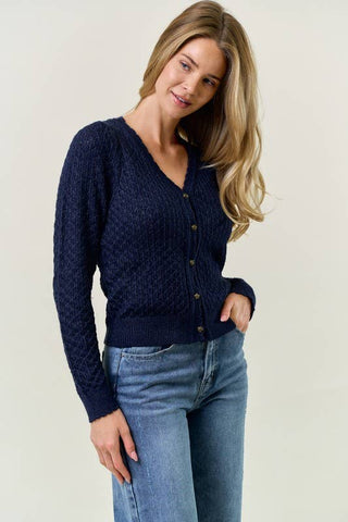 The Savannah Button Cardigan with Rose Buttons