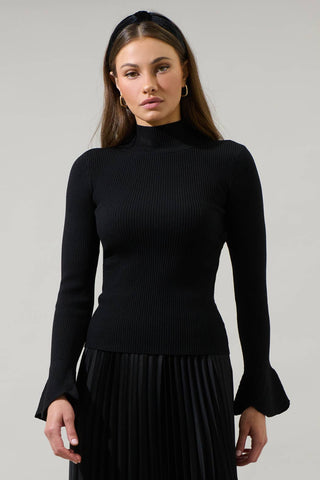 Frontier Belle Bell Sleeve Mock Neck Sweater