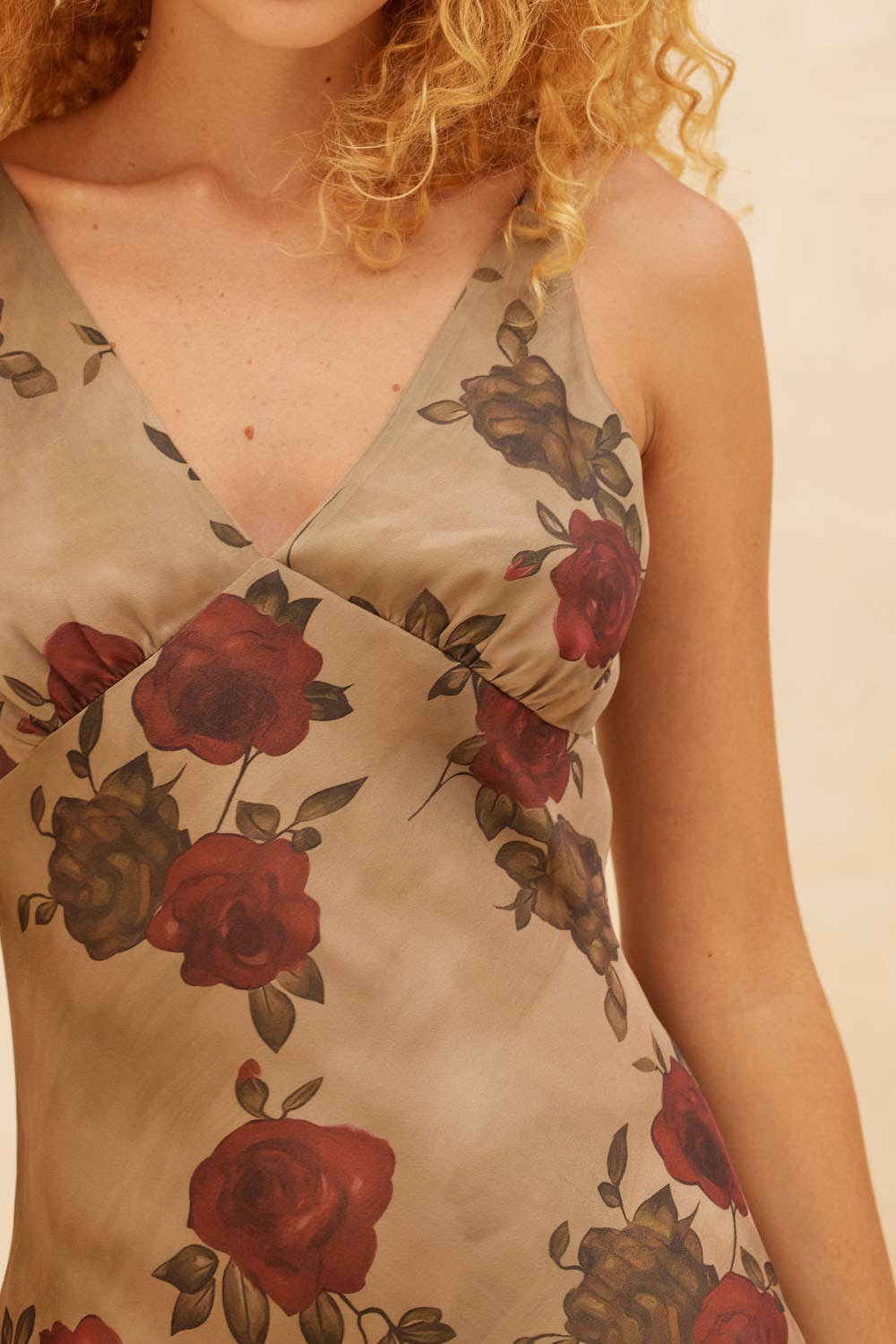 The Vintage Rose Satin Maxi Dress