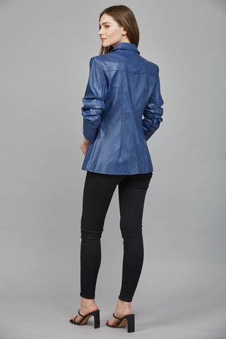 The Samantha Faux Leather Stretch Blazer
