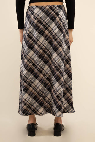 The Amaya Flannel Plaid Maxi Skirt