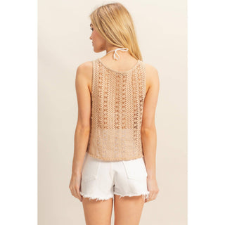 The Annabel Sleeveless Crew Neck Crochet Top