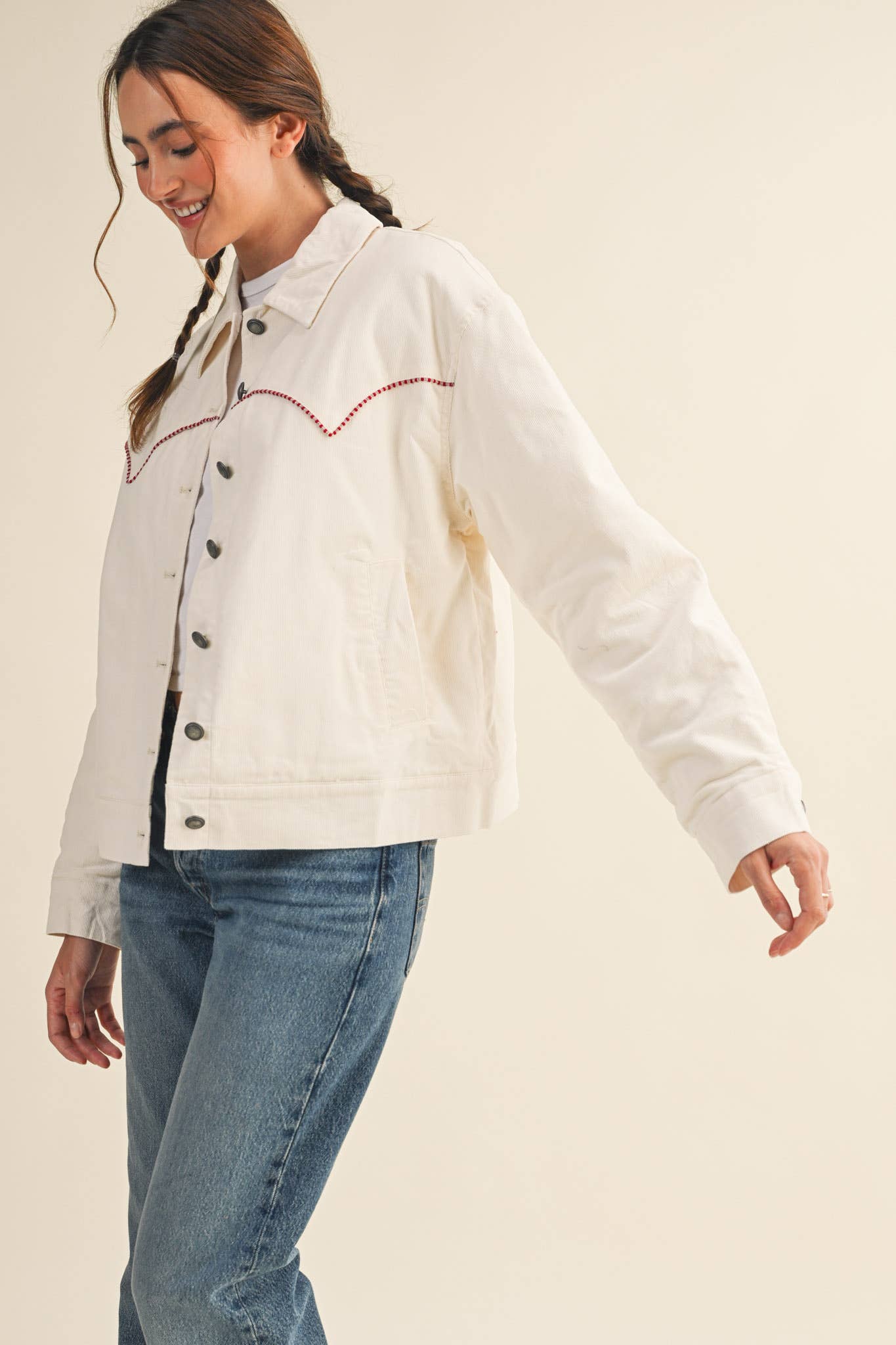 The Evie Floral Embroidered Corduroy Jacket
