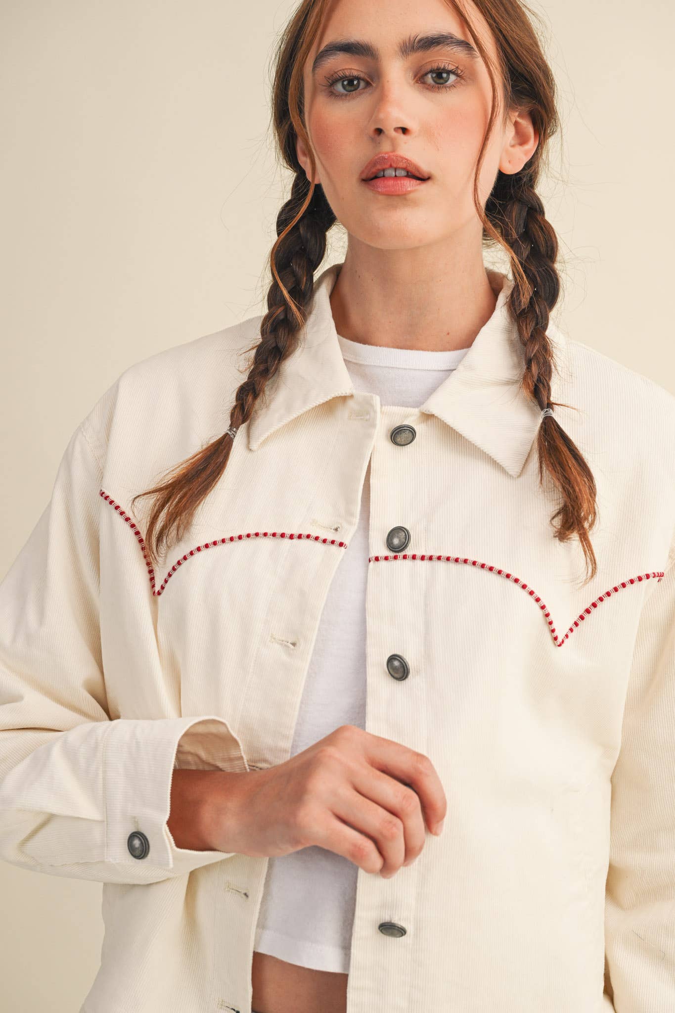 The Evie Floral Embroidered Corduroy Jacket