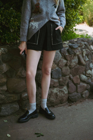 The Jacey Studded Suede Skort