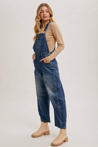 The Willa Denim Barrel Overalls