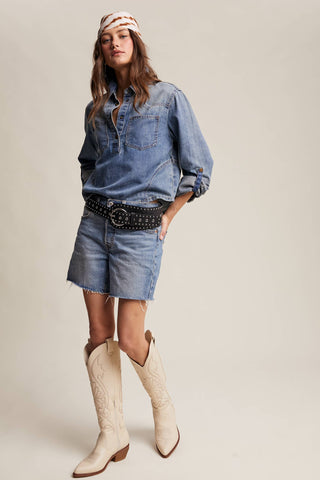 The Prairie Rose Denim Popover