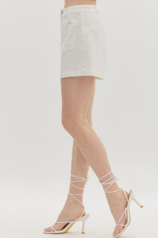 The Lucy White Patch Pocket Shorts