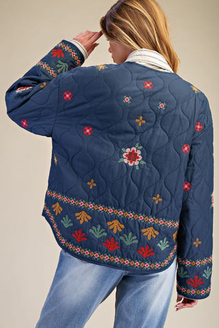 The Embroidery Quilted Bow Front Jacket