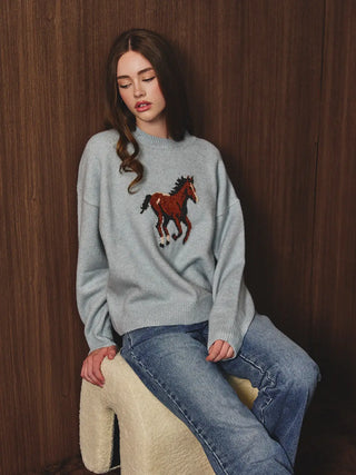 The Lexi Blue Horse Sweater