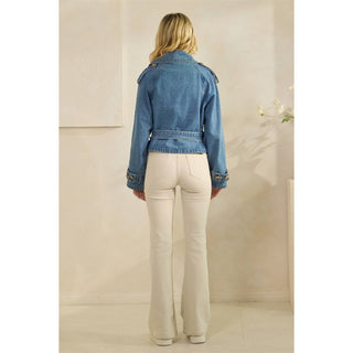 The Selena Belted Cropped Denim Jacket