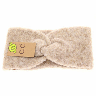 C.C Beanie beige shearling twisted knot women's winter headband with eco tag