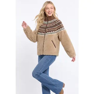 The Perry Sherpa Fleece Fair Isle Jacket