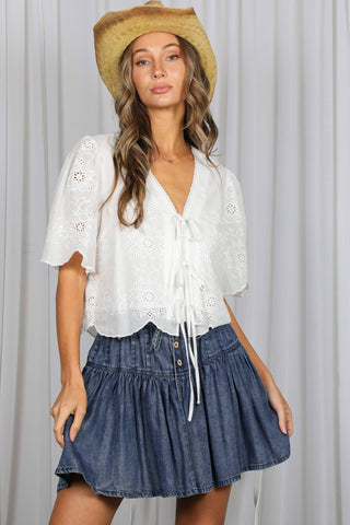 The Opal Scalloped Edge Eyelet Lace Top