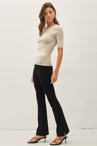 The Classic Solid Half Sleeve Rib Knit Top