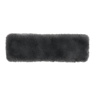 Dark gray faux fur women's fashion headband, soft fluffy rectangular style