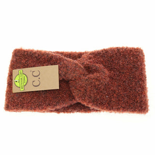C.C rust orange twisted knit headband ear warmer made from recycled yarn