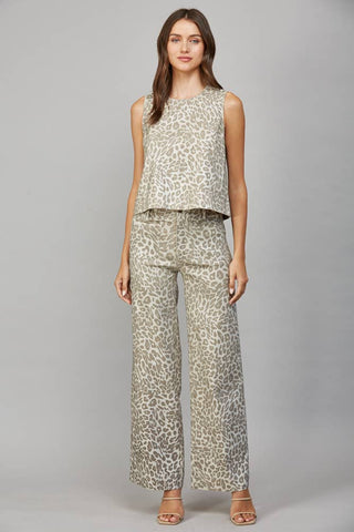 The Moonlit Leopard Metallic Wide Leg Pant
