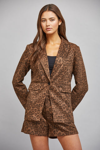 The Camille Animal Print Faux Suede Blazer