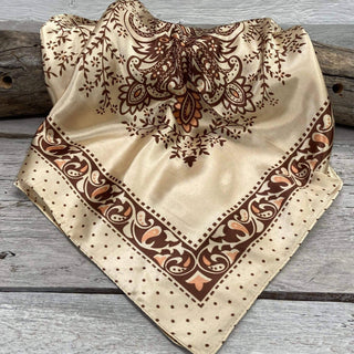 Tan/Brown Polka Dot & Paisley Wild Rag/Scarf WR445