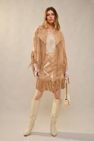 The Dusty Trail Fringe Mini Skirt