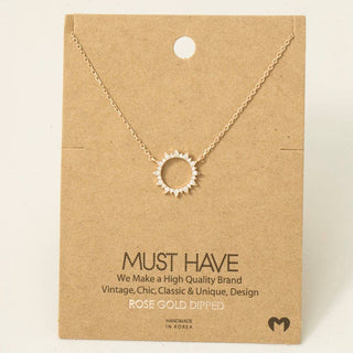 The Gold Dipped Pave Circle Sun Pendant Necklace