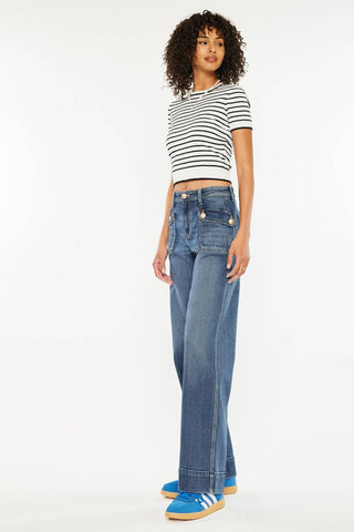 The Aurora Gold Button Jeans